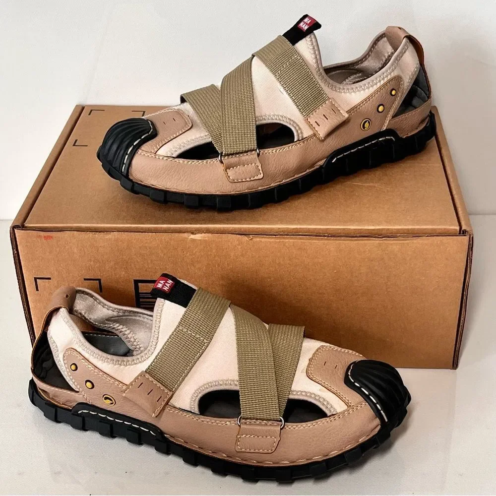 Dacomfy Mens Closed Toe Leather Sandals